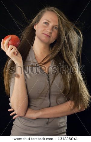 Pretty blonde woman holding red apple Holding Apple Pose Reference, Holding Object Pose Reference, Holding Apple Pose, Holding Apple Reference, Hand Holding Apple, Apple Stock, Pretty Blonde, Fruit Bat, Half Body