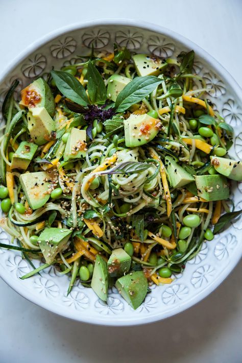 Cold Veg Mango Noodles with Spicy Sesame Citrus Dressing Sesame Dressing Recipe, Stomach Rumbling, Colourful Food, Restaurant Inspiration, Citrus Dressing, Honey Sesame, Sesame Dressing, Vegetable Noodles, Grilled Tofu