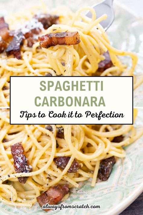 Craving a comforting bowl of pasta? This spaghetti carbonara recipe is just what you need! Packed with flavor and richness, it’s an easy dish to master with the right tips for perfect carbonara. Learn how to make carbonara like an Italian chef, creating an authentic experience right in your home. From selecting the best ingredients to achieving the perfect texture, this guide has you covered. Enjoy the satisfaction of serving a delicious homemade spaghetti carbonara! Italian Pasta Carbonara, Spaghetti Carbonara Easy, Pasta Carbonara Recipe Creamy, Pasta Carbonara Recipe Authentic, Recipes Using Italian Sausage, Carbonara Recipe Authentic, Italian Carbonara Recipe, Italian Holiday Recipes, Authentic Carbonara