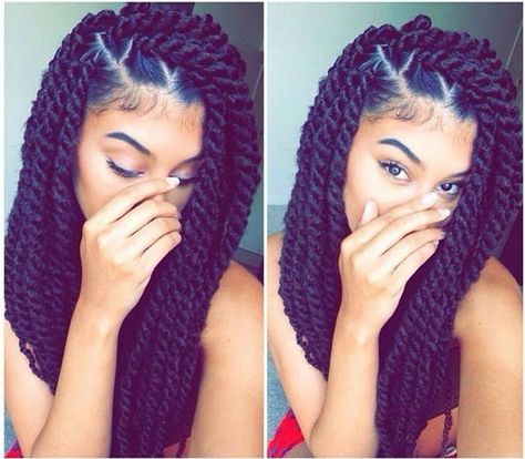 Long Thick Twists Jumbo Marley Twists, Havanna Twist, Hair Colorful, Twisted Hair, Big Box Braids, Havana Twist, Marley Twists, American Hairstyles, Pelo Afro