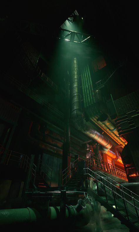 ArtStation - Sci-Fi Factory Scifi Factory, Sci Fi Space Station, Space Station Interior, Cyberpunk Interior, Vertical Composition, Interior Concept Art, Factory Interior, To All My Friends, 3d Environment