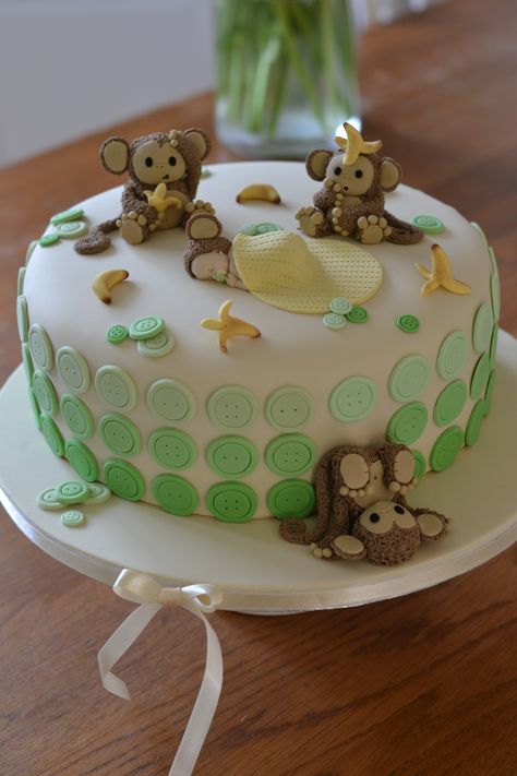 Baby Shower - Lime & Coconut Baby Shower Cake :) Tfl! Baby Shower Monkey Theme, Flower Basket Cake, Baby Boy Birthday Cake, Monkey Cake, Monkey Baby Shower, Cake Photos, Monkey Baby, Special Occasion Cakes, Cake Pictures