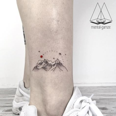 Small Tattoo Simple, Skiing Tattoo, Moutain Tattoos, Mountains Tattoo, Plane Tattoo, Airplane Tattoos, Mountains Forest, Med Tech, Small Tattoos Simple