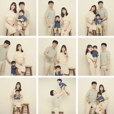 Family Self Photo Studio, Family Of 4 Photo Ideas Studio, Korean Family Photoshoot, Self Foto, Family Photo Studio, Family Potrait, Mother Baby Photography, Big Family Photos, Korean Wedding Photography