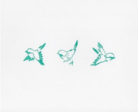 Three little birds for my girl Blue Jay Tattoo Small Outline, Three Birds Tattoo, Free Bird Tattoo, Chickadee Tattoo, Little Bird Tattoos, Bluebird Tattoo, Tiny Bird Tattoos, Woodblock Printmaking, Small Bird Tattoo