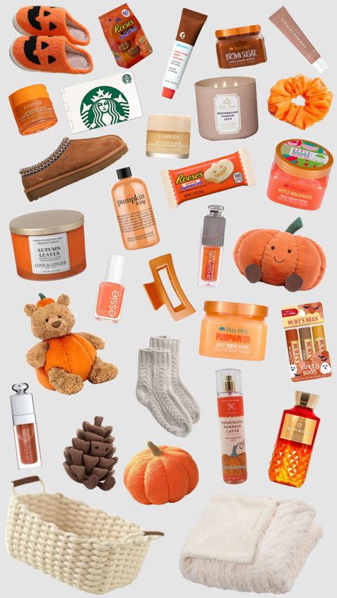 boo basket inspo (fall version) #boobasket #boobasketinspo #fall #fallaesthetic Boo Basket Ideas For Best Friend, Fall Basket Ideas, Cake Gift Basket, Theme Baskets, Fall Gift Baskets, Halloween Gift Baskets, Birthday Presents For Friends, Holiday Baskets, Beach Basket