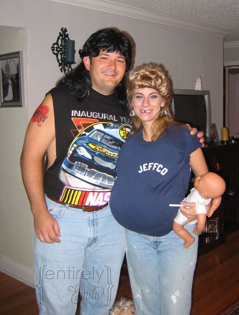 Halloween --  9 Couples Costume Ideas over the years Red Neck Couple Costume, Trailer Trash Halloween Costumes, Mullet Costume Ideas, Older Couple Halloween Costumes, Red Neck Outfit, Mullet Halloween Costume Ideas, Red Neck Costume, Red Neck Party Ideas Costume, Trailer Park Trash Costume