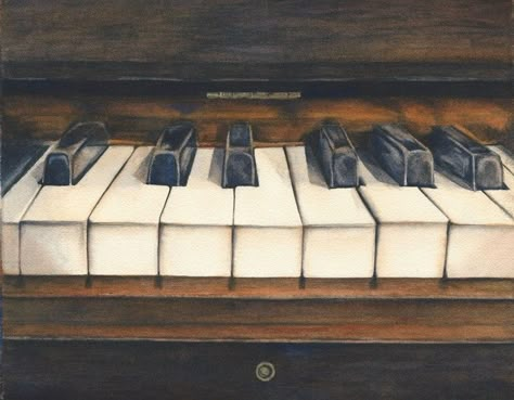 #WorldWatercolorGroup - Watercolor by Rebecca Rhodes - vintage piano - Doodlewash Vintage Piano, Piano Art, Sheet Music Art, Musical Art, Watercolor Painting Techniques, Watercolor Artists, Creative Artwork, The Hunger, Art Portfolio