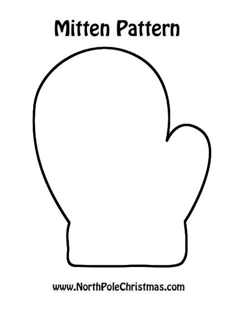 Easy Mitten Stencil - Mitten Black and White Outline The Mitten Crafts Preschool, Mittens Craft, Christmas Mittens Pattern, The Mitten Craft, The Mitten Printables Free, Mitten Crafts For Toddlers, Mitten Craft For Toddlers, Printable Snowman Template, Mitten Crafts