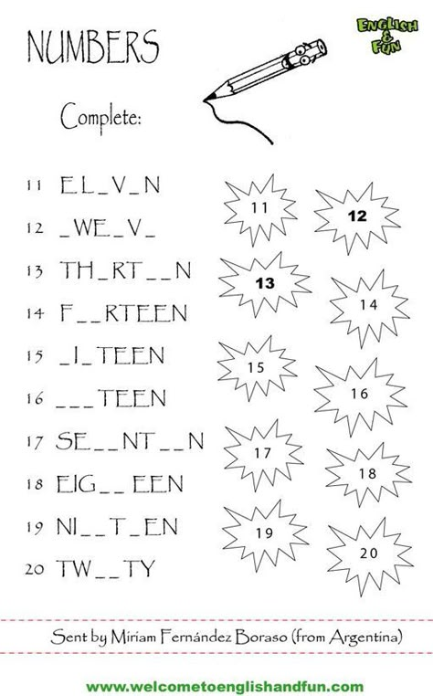 English Primary School, Number Names, English Activities For Kids, English For Beginners, English Exercises, English Worksheets For Kids, Numbers For Kids, Kids English, Kids Math Worksheets