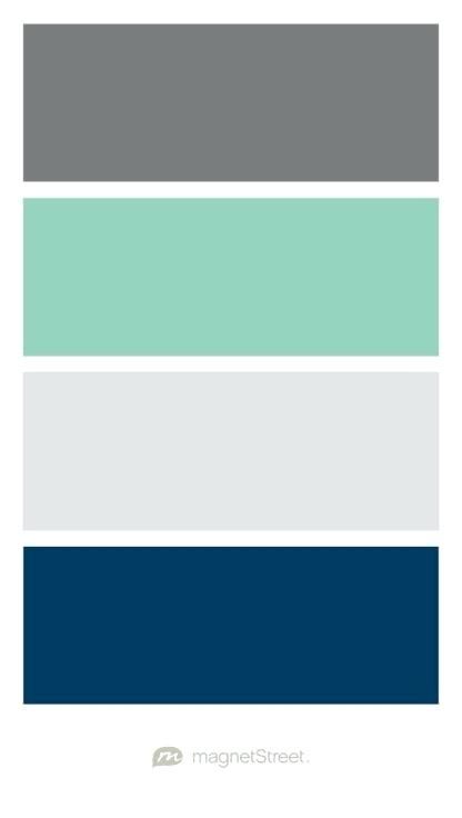 The main colors of the brand being teal/mint & navy... with others being yellow or coral and grey/silver. Kitchen Partition Design, Mint Color Palettes, Nursery Grey, Kitchen Partition, Boy Nursery Colors, Navy Color Palette, Nursery Color Scheme, Navy Color Scheme, Girls Room Colors