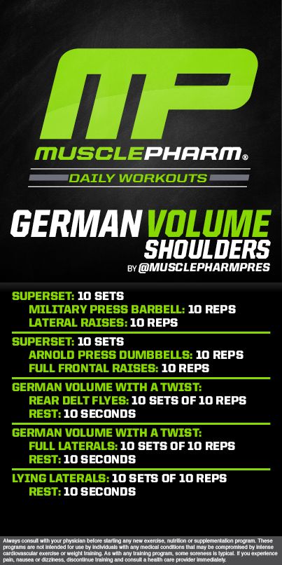 German Volume Shoulders Arnold Back Workout, Combination Workouts, Chest Program, Mp Workouts, Arnold Blueprint, Arnold Training, Chest Back Workout, Musclepharm Workouts, Arnold Workout