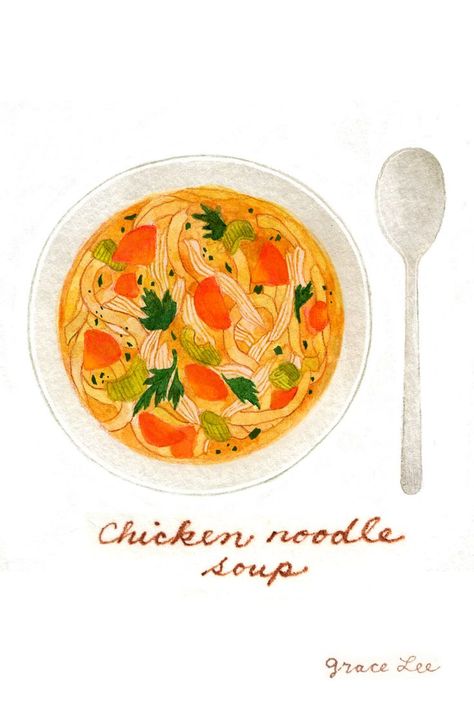 Chicken Soup Illustration, Kidcore Template, Soup Drawing, Noodles Illustration, Recipes Illustration, Soup Illustration, Soup With Carrots, Soup Art, Harvest Food