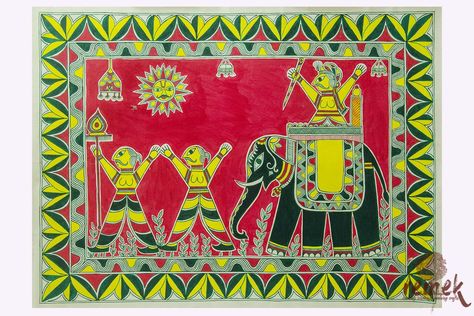 Manjusha Kala: Manoj Pandit, Bhagalpur Manjusha Painting, Manjusha Art, Indian Elephant, Madhubani Painting, Indian Folk Art, Indian Art Paintings, Folk Art Painting, Indian Art, Art Forms