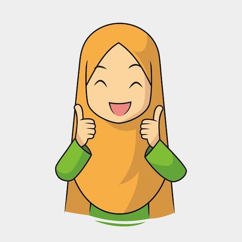 Islamic Kids Cartoon, Muslim Kids Cartoon, Muslim Girl Cartoon, Islam Cartoon, Cartoon Islamic, Hello Cartoon, Muslim Emoji, Ramadan Clipart, Islamic Illustration