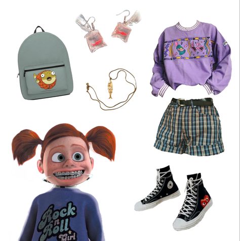 Disneyland Disneybound for Darla from Finding Nemo Darla Disneybound, Finding Nemo Disneybound, Darla From Finding Nemo, Finding Nemo Outfit, Darla Finding Nemo, Disneyland Disneybound, Finding Nemo Characters, Disneybound Ideas, Fashion Facts