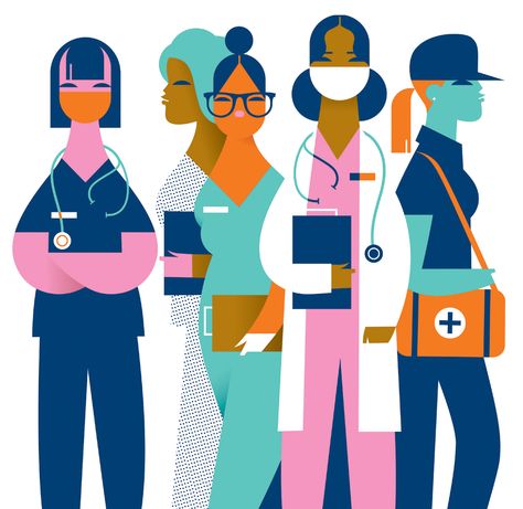 Female HealthCare Workers on Behance Black Kitties, Romulus And Remus, Healthcare Heroes, Yoga Mats Design, Lifestyle Illustration, Conceptual Illustration, Brave Women, Event Branding, Healthcare Workers