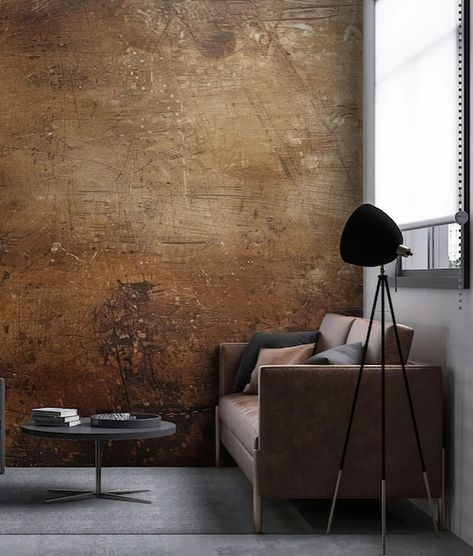 Rustic Grunge Decor, Copper Concrete Textured Wallpaper, Old Rusty Wallpaper, Abstract Peel Stick Wallpaper, Dark Copper Murals #rusticdecor #copper #grunge #grungedesign #oldwallpaper #concretewallpaper #abstraction #peelandstickwallpaper #dark #darkcopper #wall #wallpaper Textured Walls Plaster, Rough Textured Walls, Grunge Decor, Wallpaper Old, Copper Wallpaper, Concrete Wallpaper, Concrete Texture, Dark Copper, Wallpaper Abstract