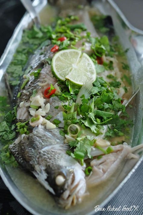 Thai Sea Bass Recipes, All Will Be Well, Sea Bass Recipes, Chinese Christmas, King Prawns, Best Spaghetti, Crispy Pork Belly, Steamed Fish, Thailand Food