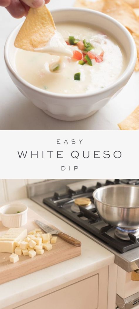 Cheese Dip With Heavy Cream, Restaurant Style Queso Blanco, Salsaritas Queso Recipe, Queso Blanco Dip Recipe, Easy White Queso Dip 3 Ingredients, Mild Queso Dip, Queso For A Large Crowd, Restaurant Style Queso Dip, Mexican Queso Dip White