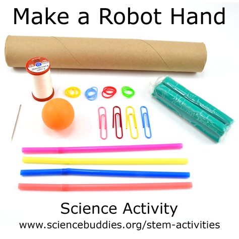 Robot Science Fair Project, Preschool Robotics Activities, Robot Hand Stem Activity, Wild Robot Stem Activities, Robotic Hand Stem, Easy Robotics Projects For Kids, Diy Robotic Hand, Robotics For Kids, Middle School Robotics