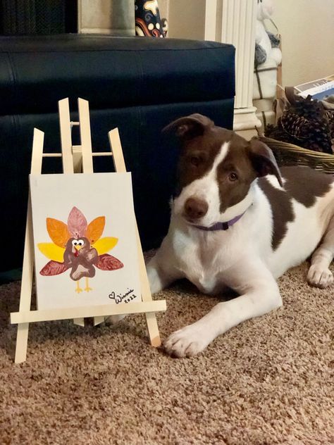 Paint With Dog Paws, Dog Paw Print Turkey, Paintings To Do With Your Dog, Thanksgiving Dog Paw Art, Dog Halloween Arts And Crafts, Dog Paw Print Craft Halloween, Paw Print Painting Ideas On Canvas, Art For Dogs To Do, Christmas Dog Paw Painting