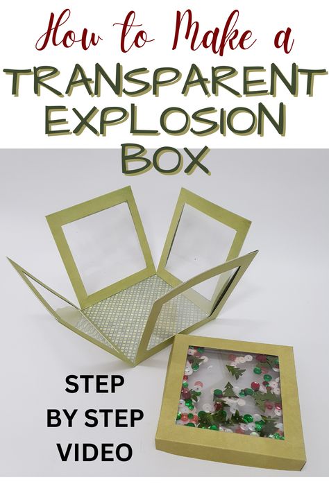 How to make a transparent explosion box with a shaker lid. Follow the video tutorial to make this amazing DIY paper gift box that will make your family and friends say WOW Transparent Box Diy, Transparent Gift Box Ideas, Diy Explosion Box Ideas, Diy Explosion Box Tutorials, Explosion Box Ideas Diy, Explosion Box Ideas, Paper Box Tutorial, Covering Boxes, Explosion Box Tutorial