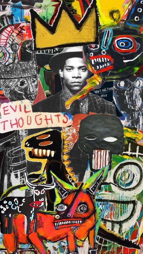 #basquiat #jeanmichelbasquiat #king #basquiatcrown #digitalcollage #popart #collage #art #mixedmedia #painting Basquiat Artist, Basquiat Art, Album Artwork Cover Art, Artist Study, Michel Basquiat, Black Art Painting, Jean Michel Basquiat, Hippie Wallpaper, Edgy Wallpaper