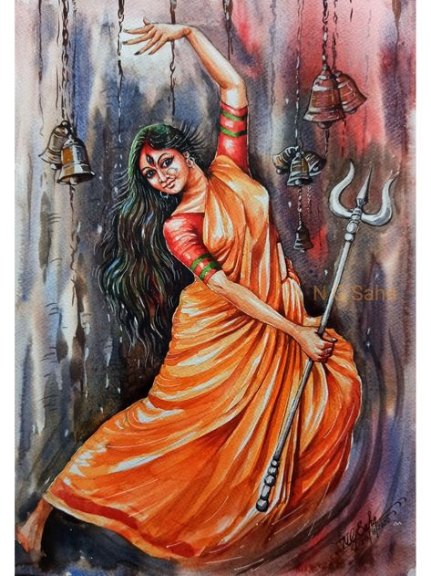 Maa durga watercolour Maa Durga Watercolour Painting, Durga Maa Watercolor Painting, Durga Painting Watercolor, Mataji Drawing, Durga Maa Sketch, Maa Durga Art, Maa Durga Painting, Durga Maa Drawing, Maa Drawing