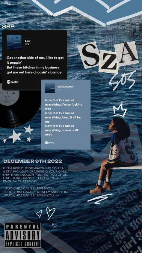 #sza #sos #music #wallpaper #blue #navy #szasos #szaaestethic #szacollage #musiccollage #sosaesthetic Sza Aesthetic Wallpaper Blue, Sza Collage Wallpaper, Sza Sos, Sza Singer, Paradise Wallpaper, Cute Lockscreens, Cute Summer Wallpapers, Cute Mobile Wallpapers, Music Collage