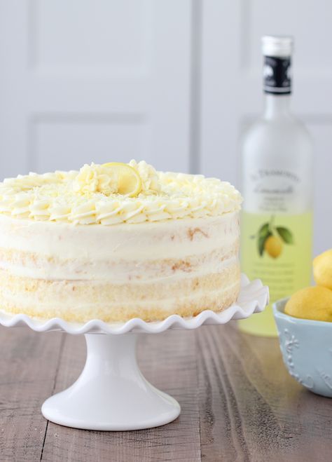 Limoncello Cake - Olga's Flavor Factory Limoncello Ricotta Cake, Sweet Treats Ideas, Lemoncello Dessert, Limoncello Cake, Mascarpone Frosting, Mascarpone Cream, Cake Layers, Cheesecake Factory, Lemon Desserts