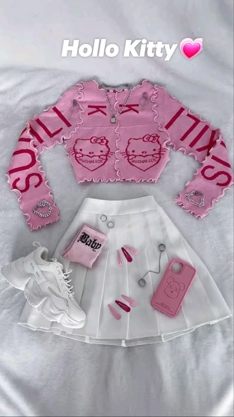 Hello Kitty Outfit, Kitty Outfit, Kitty Clothes, Hello Kitty Clothes, Hello Kitty Aesthetic, Kawaii Fashion Outfits, Hello Kitty Items, Swaggy Outfits, Pink Outfits