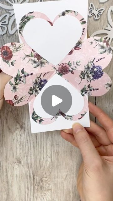 Folded Birthday Cards Diy, Paper Folding Cards Ideas, Folded Heart Card, Diy Heart Cards, Easter Pop Up Cards For Kids, Diy Card Folding Ideas, Handmade Hearts Diy Crafts, Folding Heart Card, I Love You Paper Crafts