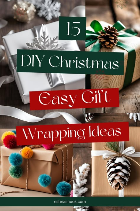 15 DIY Christmas Gift Wrapping Ideas To Make Your Gifts Look Stunning ! Diy Gift Decoration, Christmas Package Decorations, Pretty Presents Wrapping, Fun Christmas Wrapping Ideas Creative, Diy Christmas Gift Wrap, Christmas Gift Decorating Ideas, Christmas Giftwrap Ideas, Simple Christmas Wrapping Ideas, Easy Christmas Wrapping Ideas