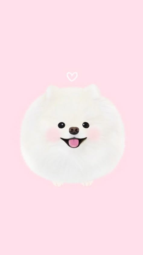 Pomeranian Wallpaper Iphone, Pink Dog Wallpaper, Pomeranian Wallpaper, Kawaii Pomeranian, Pomeranian Illustration, Pom Mom, Beach Wall Collage, Japanese Spitz, 강아지 그림