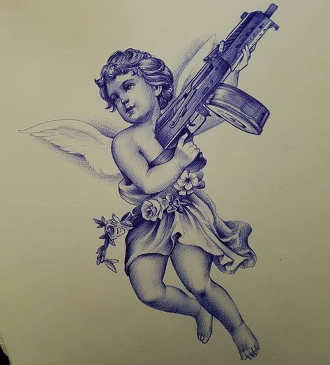 Artwork by @mannyhotsauce  Follow @_behindthepen_ •  #behindthepen #pendrawing #penart #bic #chicano #supportart #vans #drawing… Gangster Angel Tattoo, Chicano Angel Tattoo, Vans Drawing, Candle Tattoo Design, Cherub Tattoo Designs, Pen Artwork, Aztec Drawing, Cupid Tattoo, Rose Drawing Tattoo