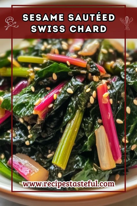 This quick and flavorful side dish features tender Swiss chard sautéed with garlic, sesame, and tamari. It's perfect as a complement to Asian-inspired meals and requires just one pan and a few simple ingredients. Sauteed Swiss Chard, Swiss Chard Recipes, Chard Recipes, Sauteed Greens, Radish Recipes, Asian Inspired Recipes, Asian Flavors, Quick Weeknight Meals, Swiss Chard