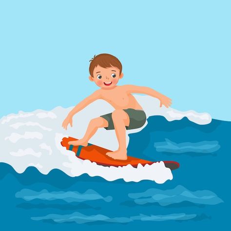 Surf Cartoon, Cartoon Surfer, Surfing Drawing, Surfing Cartoon, Surfing Illustration, Surf Drawing, Surf Boy, Beach Cartoon, July Challenge