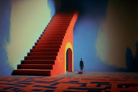 Liminal Space Graphic Design, Surreal Photoshoot, Infinite Stairs, Liminal Space Illustration, Liminal Horror, Video Game Liminal Space, Mind Electric, Liminal Core, Liminal Space Stairs