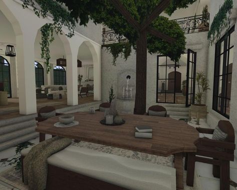 Cottage Core Bloxburg House, Bloxburg House Builds, Aesthetic Bloxburg, Bloxburg Beach House, Roblox House, San Myshuno, House Mediterranean, House Plans With Pictures, Bloxburg Houses