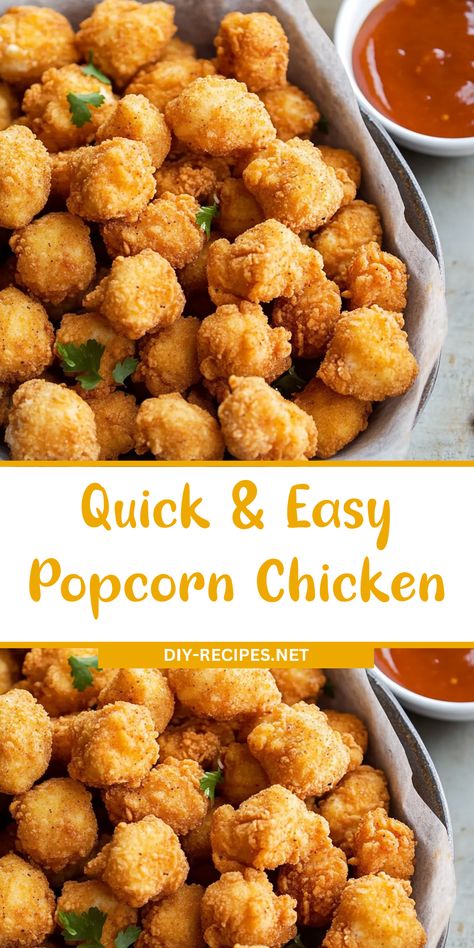 Prepare quick and easy Popcorn Chicken with this step-by-step recipe! Perfectly fried chicken bites with a golden, crispy coating. Easy Popcorn Chicken, Deep Fried Chicken Breast, Crispy Chicken Bites, Fried Chicken Bites, Spicy Chicken Bites, Easy Fried Chicken, Easy Popcorn, Popcorn Chicken Recipe, Perfect Popcorn