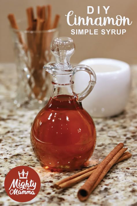 Cinnamon is a flavour that pairs so well with many things... Especially tea and coffee. Make this easy cinnamon simple syrup to flavour your favourite drinks... Did I mention that it is excellent in tea and coffee and makes great Cinnamon Dolce Lattes!  This recipe is so easy to make and uses only 3 ingredients: - Cinnamon - Sugar - Water  #simplesyrup #tea #coffee #latte #cinnamon #drinks #hotdrinks #easyrecipe #easy #starbucks Diy Cinnamon Syrup, How To Make Cinnamon Syrup, Cinnamon Simple Syrup Recipe, Cinnamon Syrup For Coffee, Cinnamon Syrup Recipe, Cinnamon Drinks, Starbucks Cinnamon Dolce Latte, Winter Cupcakes, Cinnamon Simple Syrup