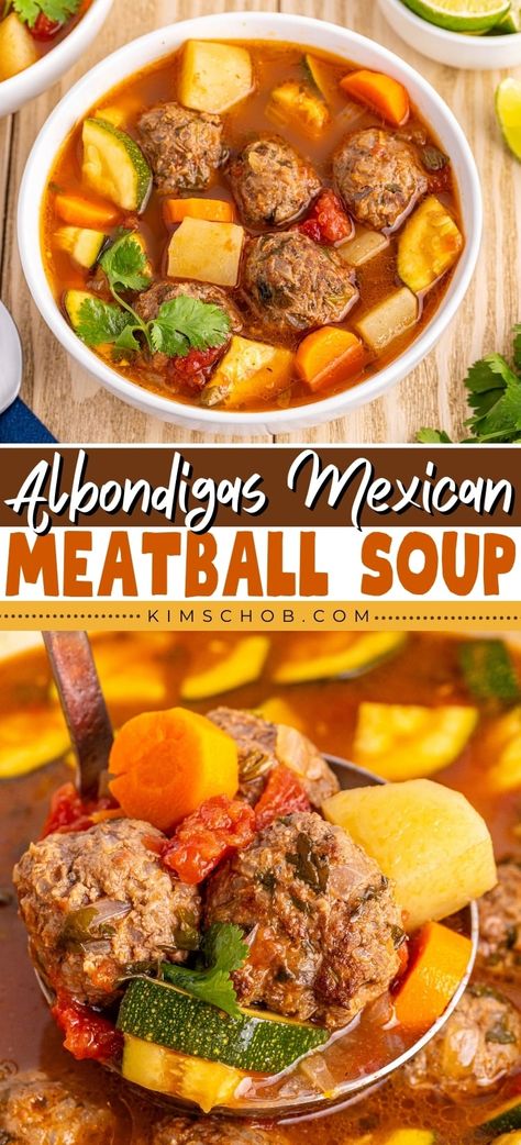 Ready to try Mexican Meatball Soup, a traditional Mexican soup delicacy that's packed with hearty meatballs, vibrant vegetables, and a savory broth? This dish is a favorite in Mexican cuisine, known for its depth of flavors and the comforting warmth it brings with every spoonful. How To Make Albondigas Soup, Meatballs Soup Recipes, Easy Albondigas Soup Recipe, Mexican Soup Recipes Authentic, Mexican Meatball Soup Albondigas, Albondigas Soup Recipe Mexican, Mexican Soups, Albondigas Soup Recipe, Mexican Meat