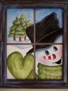 using an old window...gotta have this!!! Window Crafts, Painting Wood, Snowman Painting, Old Windows, Christmas Canvas, Snowman Crafts, Art Old, Window Art, Noel Christmas