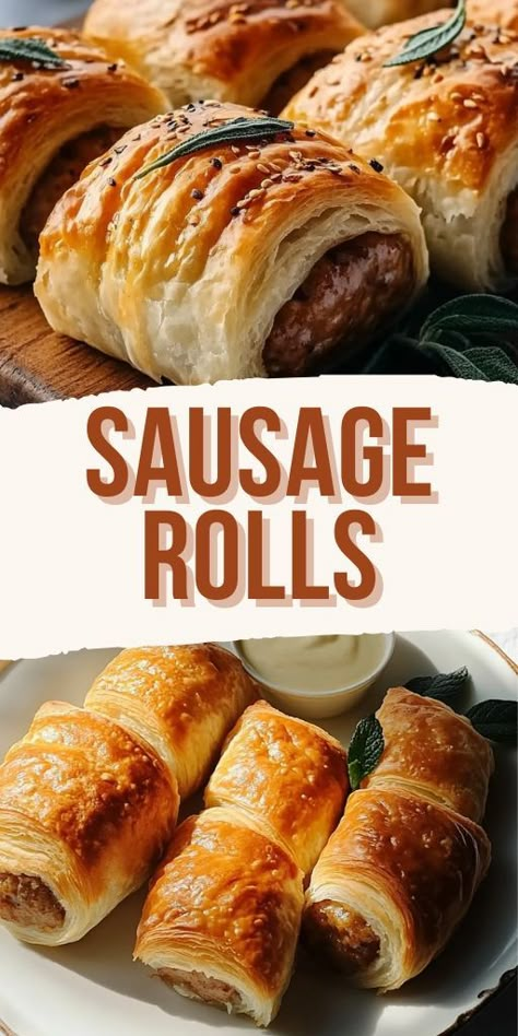 Enjoy the ultimate comfort food with Easy Homemade Sausage Rolls! Flaky pastry wrapped around savory sausage makes these rolls perfect for snacks or parties. They’re simple to prepare and absolutely delicious. Bake a batch today and watch them disappear! #SausageRolls #SnackRecipes #ComfortFood #PartyFood #BakingIdeas Homemade Sausage Rolls, Sausage Rolls Recipe, Best Appetizer Recipes, Homemade Sausage, Appetizer Ideas, Sausage Rolls, Puff Pastry Recipes, Hash Browns, Appetizers And Dips