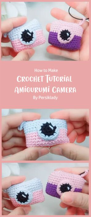 Camera Crochet Pattern, Camera Crochet Keychain, Camera Crochet, Tiny Camera, Crochet Pattern Tutorial, Camera Keychain, Keychain Pattern, Creative Tutorials, Tutorial Ideas