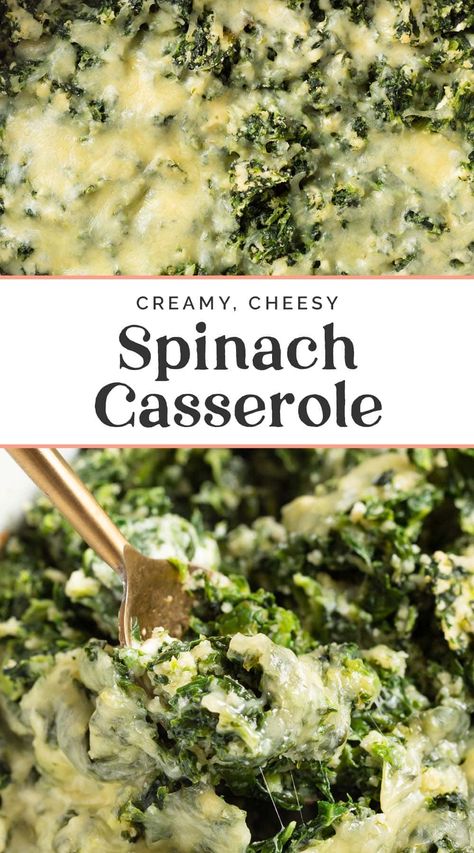 Creamed Spinach Casserole, Spinach Casserole Recipes, Spinach Side Dish, 40 Aprons, Spinach Bake, Great Dinner Recipes, Recipes List, Spinach Casserole, Cheesy Spinach