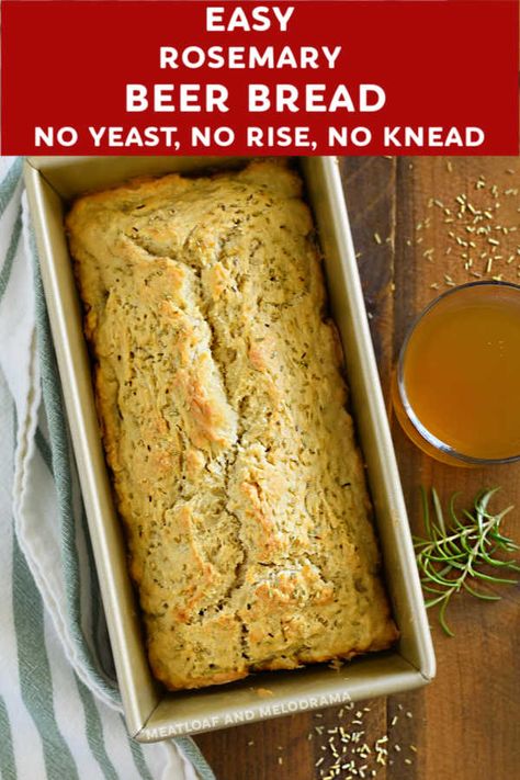 Quick No Knead Bread, Bread Without Yeast, Rosemary Recipes, Beer Bread Recipe, Rosemary Bread, No Yeast Bread, Homemade Beer, Herb Bread, Cooking With Beer