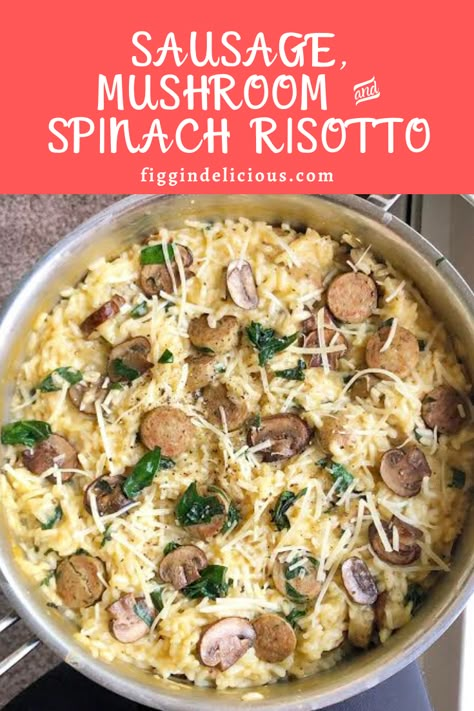 Rissoto With Sausage, Dinner With Leftovers, Sausage Mushroom, Sausage Risotto, Italian Sausage Risotto Recipes, Smoked Sausage Risotto, Sausage Mushroom Recipes, Risotto Recipes Sausage, Sausage Risotto Recipes