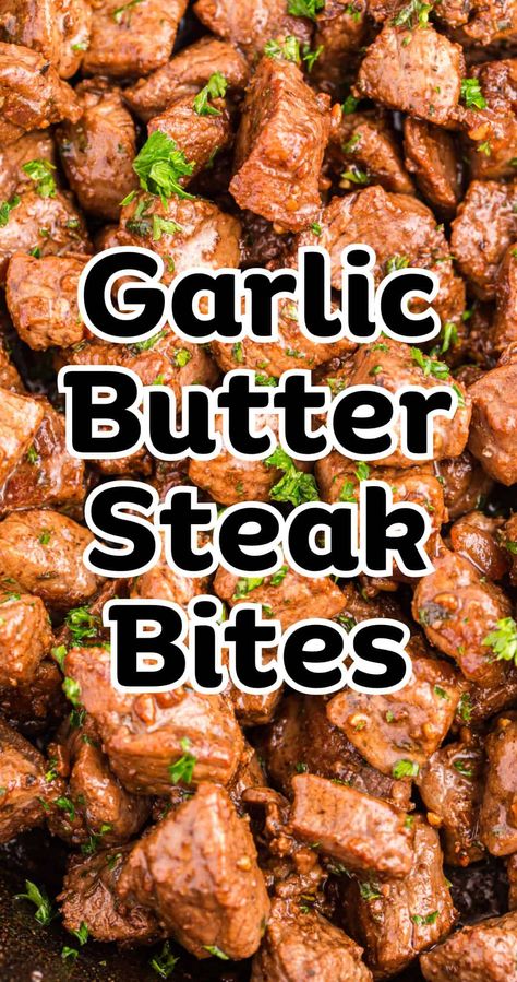 Garlic Butter Steak Bites Recipes Using New York Strip Steak, Tenderloin Beef Tips Recipe, Easy Garlic Steak Bites, Saucy Steak Recipes, Ribeye Dinner Ideas, Easy Steak Bites Recipes, Strip Steak Dinner Ideas, Garlic Steak Bites Crockpot, Garlic Steak Tips